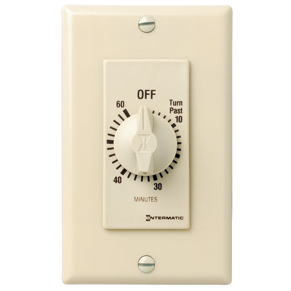 Intermatic FD60MC Spring Wound Countdown Timer, Decorator Style, 125-277 VAC, 50/60 Hz, SPST, 60 Minute Max, Without Hold, Ivory