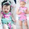 thumbnail image 6 of Douhoow Baby Girl Romper Summer Newborn Sleeveless Tassel Floral Jumpsuit + Headband, 6 of 6