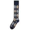thumbnail image 3 of Women Ribbed Knee High Socks Vintage Argyle Diamond Plaid High Tube Stockings, 3 of 5