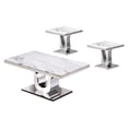 thumbnail image 1 of Genuine White Marble 3pc Coffee Table Set with Silver Stainless Steel Base, 1 of 4