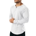 thumbnail image 4 of 100%Cotton Shirts for Men Summer Solid Color V Neck Long Sleeve Shirt Fitness Thin Breathable Button Lightweight Sports Shirts Athletic Lounge Wear, 4 of 6
