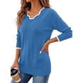 thumbnail image 3 of Fantaslook Color Block Sweaters for Women V Neck Pullover Lightweight Sweaters Long Sleeve Tops Fall Fashion Clothes, 3 of 7