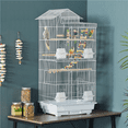 thumbnail image 2 of Yaheetech 39'' Metal Bird Cage with Perches and Toys, White, 2 of 9