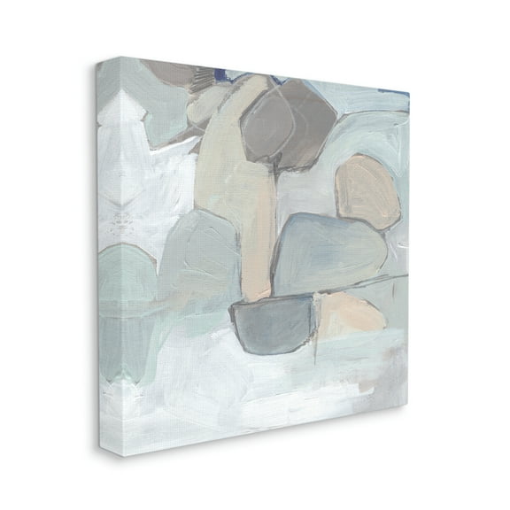 Abstract Neutral Geometric Shapes Round Rock Landscape Abstract Gallery-Wrapped Canvas Print Wall Art, 17x17