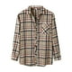 thumbnail image 1 of Camisas Para Hombre XXL Camisa informal de otoño con estampado a cuadros para hombre, blusa informal de manga larga con cuello vuelto (Khaki, S), 1 of 6