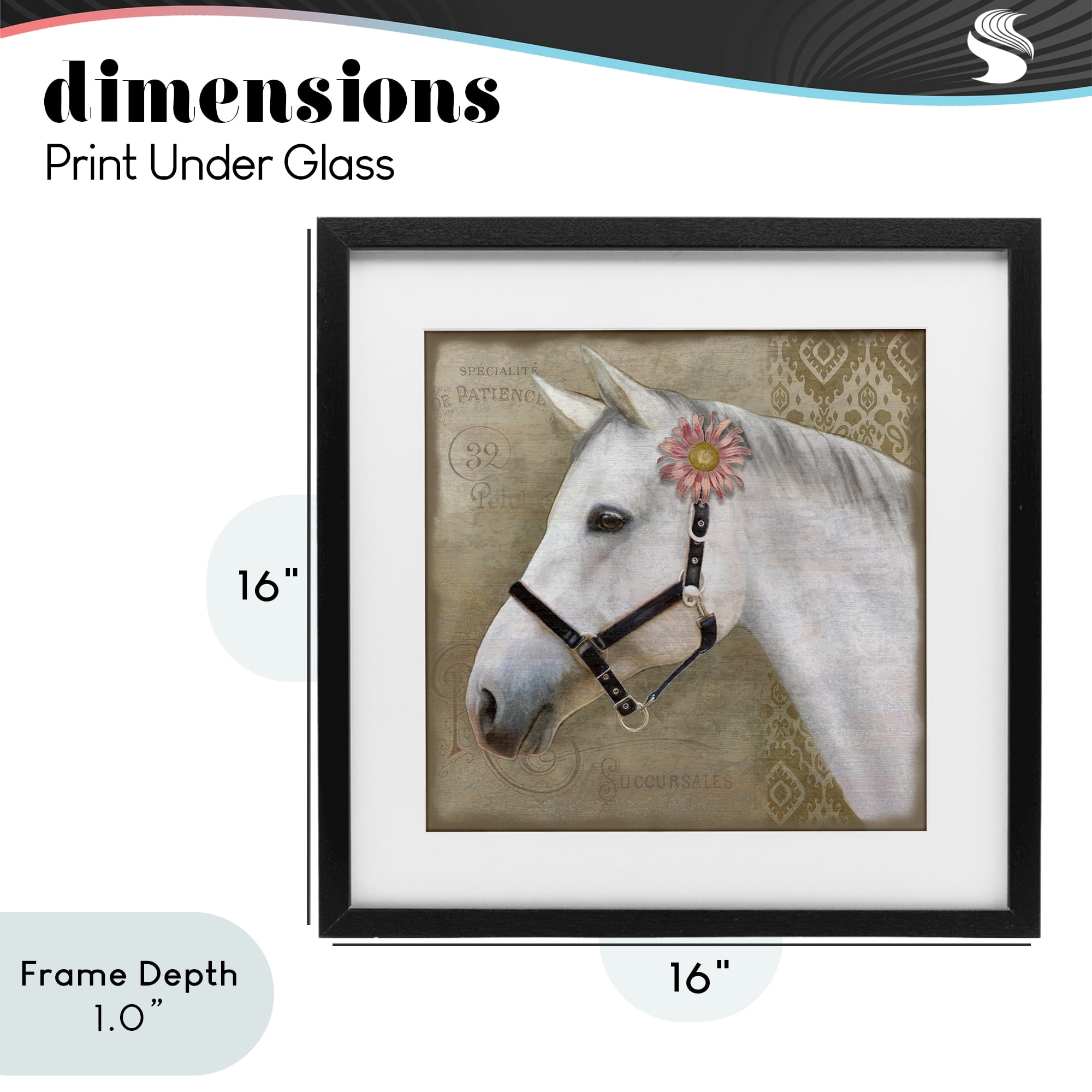 Stupell Industries Boho Barnyard Horse Black Framed Print Under Glass, design by Suzanne Nicoll