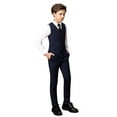 thumbnail image 2 of Toddler Boys Dress Suit Formal 4PCS Wedding Ring Bearer Outfit Kids Suit Set Navy 10Years, 2 of 5