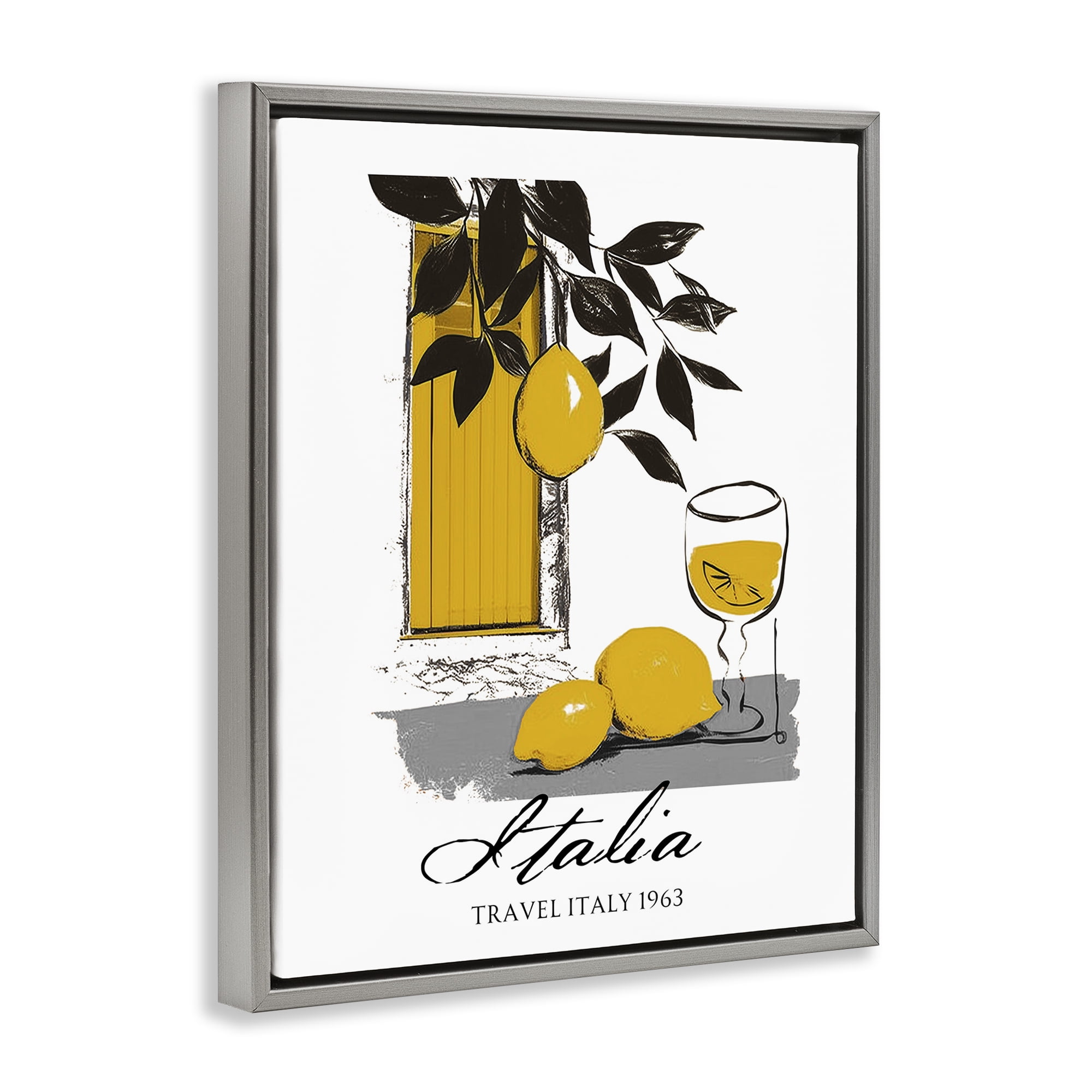 Stupell Industries Travel Italia Lemons Gray Framed Floater Canvas Wall Art, design by Annabelle Hall