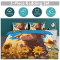 thumbnail image 5 of 3 Pcs Soft Bedding Set, Includes 1 Duvet Cover with Zipper And 2 Pillow,Shams Highland Cow with Sunflowers Queen(90"×90"), 5 of 8