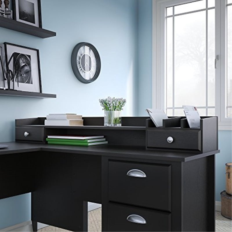 Kathy Ireland Office by Bush Furniture Connecticut 60W Organizer in Black Suede Oak