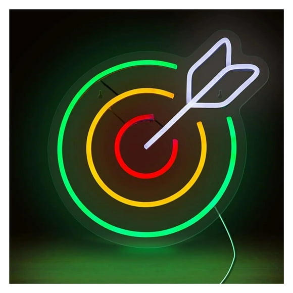 Darts Board Neon Wall Decor USB-powered Darts Sports Game LED Game Room Home Sports Club Parties 32cmx32cm