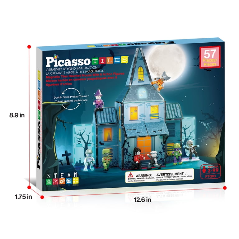 PicassoTiles 57 PC Haunted House Themed Magnetic Building Blocks PicassoTiles 57 PC Haunted House Themed Magnetic Building Blocks