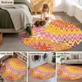 thumbnail image 5 of Round Area Rug 7 Ft, Yellow Orange Pink Washable Non-Slip Circle Carpet for Living Room/Bedroom, Modern Funny Illusion Abstract Art Low-Profile Large Runner Mat Collection Rugs for Indoor, 5 of 7