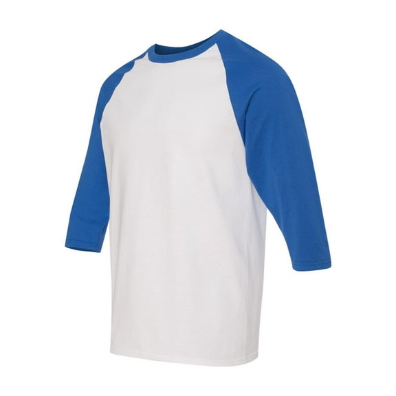 Gildan - Heavy Cotton Raglan Three-Quarter Sleeve T-Shirt - 5700 - White/ Royal