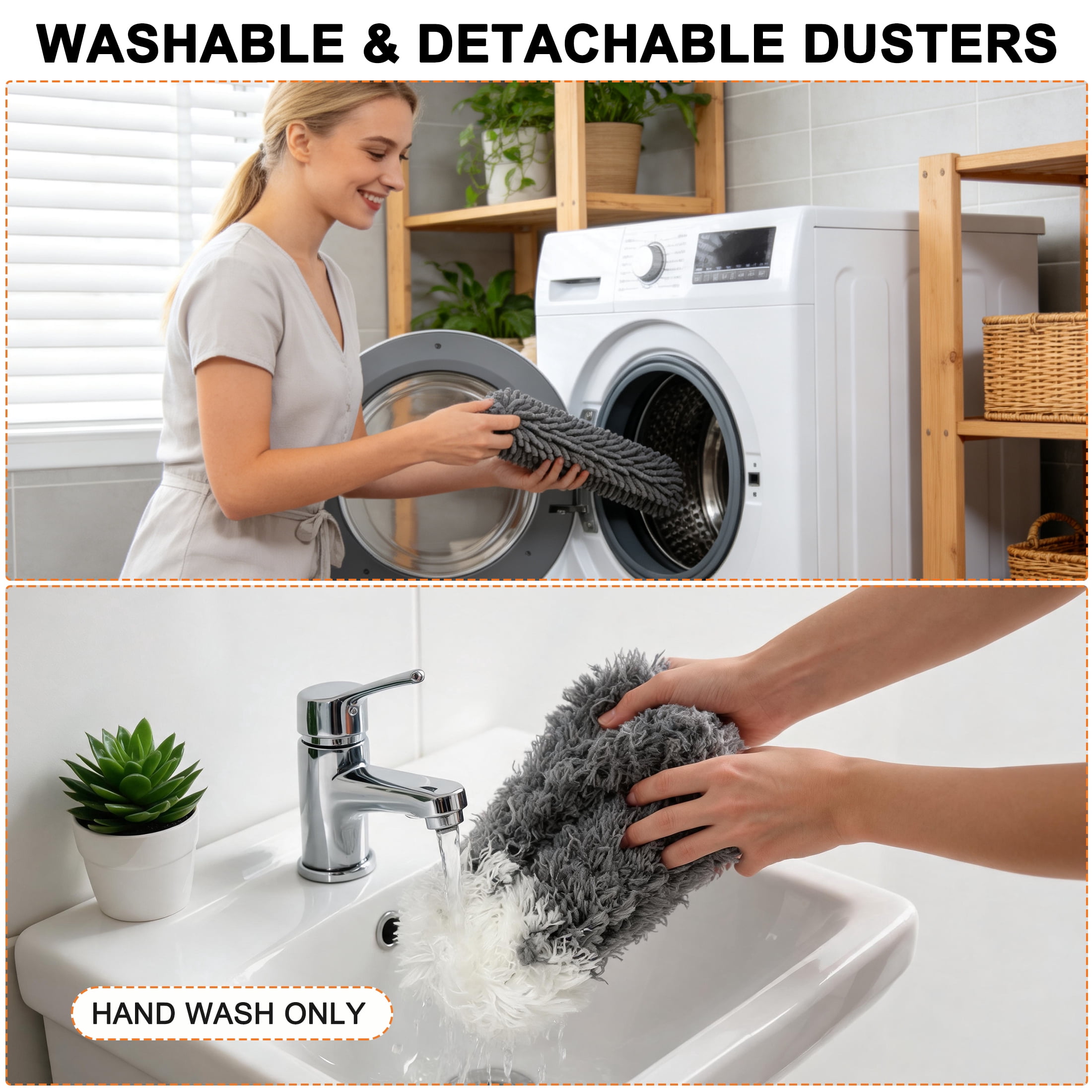 GARITIN Dusters for Cleaning, Extendable Microfiber Duster Kit with 98 Inch Extension Pole, Bendable Ceiling Fan Duster for High Ceiling, Blinds & Cobweb