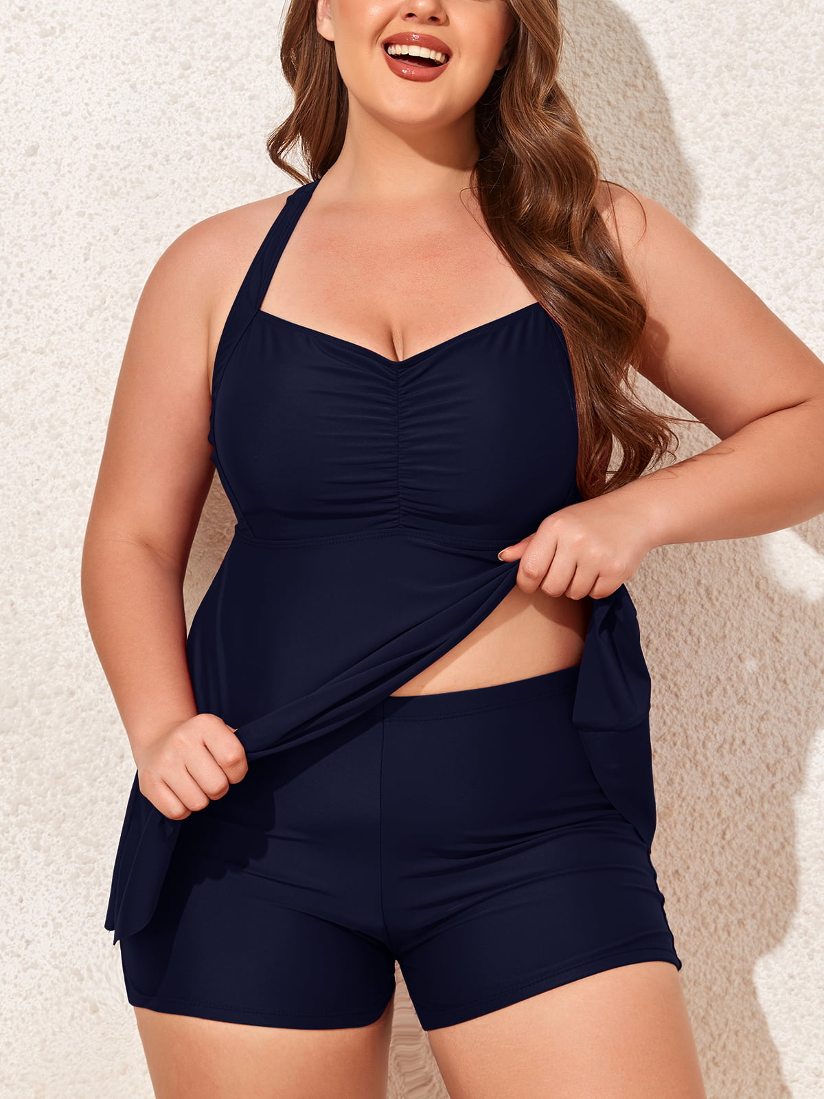  Summer Mae Women Plus Size Two-Piece Athletic Tankini Swimsuit  Flared Swimdress Bathing Suits with Skirt Big Bang 14 Plus : Clothing,  Shoes & Jewelry