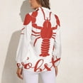 thumbnail image 2 of Hand Drawn Lobster Logo Long Sleeve Blouse Woman Streetwear Casual Shirts Summer Oversize Woman Streetwear Clothing Birthday Present, 2 of 7