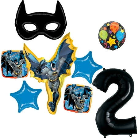 Mayflower Products Batman 2nd Birthday Party Supplies and Bat Mask Balloon Bouquet Decoration