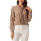 thumbnail image 1 of INSPIRAR CHIC Blusas de Manga Larga para Mujeres Chifón Plisado con Cuello de Lazo Camisa de Oficina Talla M Caqui, 1 of 6