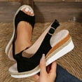 thumbnail image 5 of AXXD Black Wedge Sandals for Women 6.5 Summer New Large Size Suede Cord Bow Casual Sandals, 5 of 5
