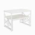 thumbnail image 5 of VECELO 43.3" Dining Table Sets with Benches, Modern Industrial 3-Piece Kitchen Table Set for Dining Room, White, 5 of 5