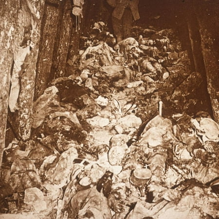 Bodies in tunnels under Mount Cornillet, Champagne, northern France, c1917 Print Wall