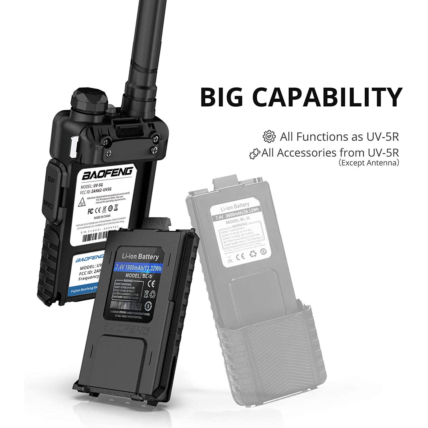 Radioddity UV-5X (UV-5G) GMRS Radio, Long Range Walkie Talkies Rechargeable,  Two Way Radio with NOAA Weather Alerts  Scan, GMRS Handheld Radio for  Adults, Support Chirp, Pair, Elevate Your Set Up