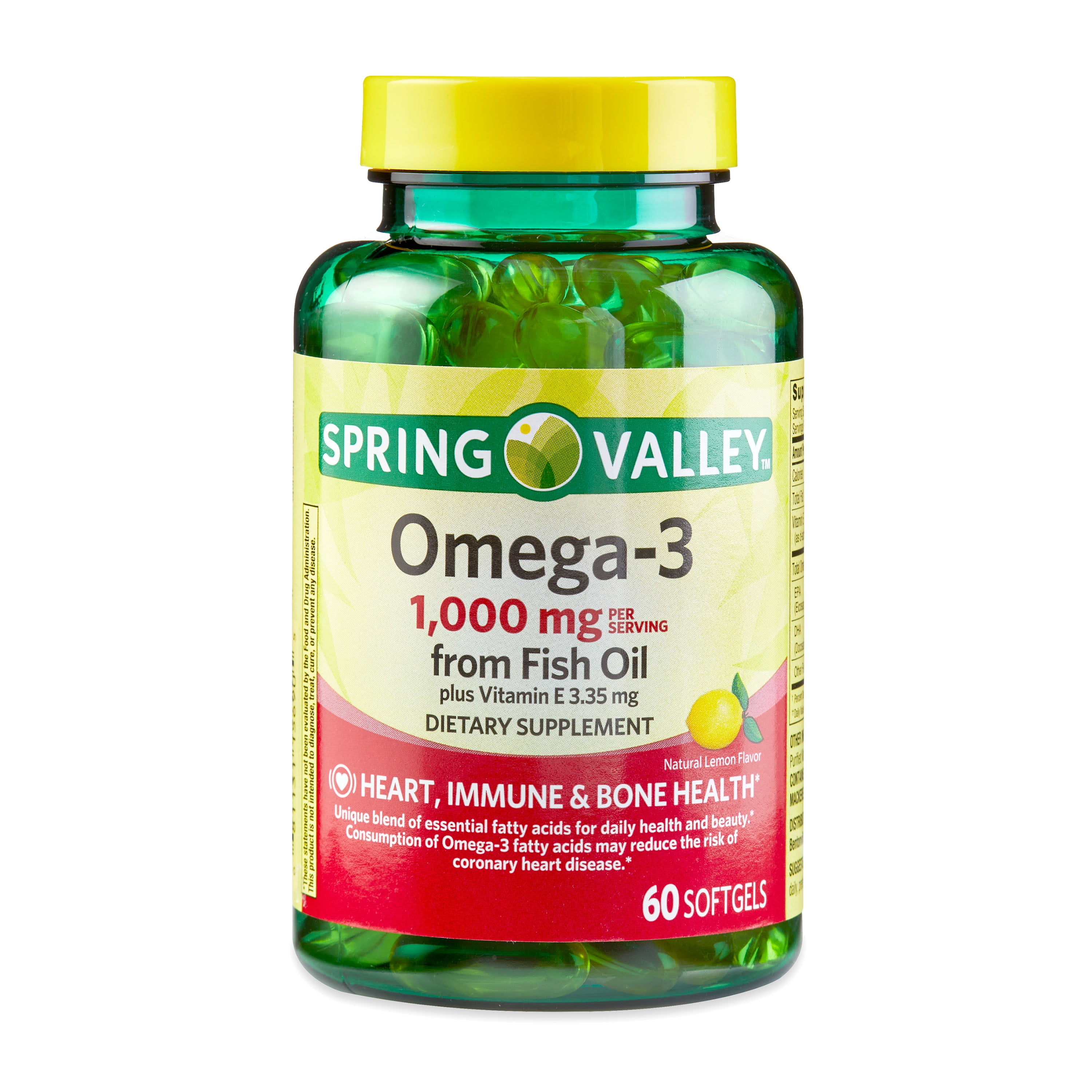 Spring Valley Fish Oil Dietary Supplement Softgels, 1000 mg, 60 Count