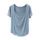 thumbnail image 1 of Camiseta de Manga Corta Mujeres Moda de Verano Yoga Casual Cuello Cuadrado Delantero Hombro Recto Cuello Redondo Superior, 1 of 4