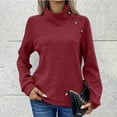 thumbnail image 6 of AXXD Basic Plus Size Shirts for Women Summer 2024 Turtle Necks Trendy Pullover Button Tops Long Sleeve Comfortable Blouse Sweatshirt, 6 of 9