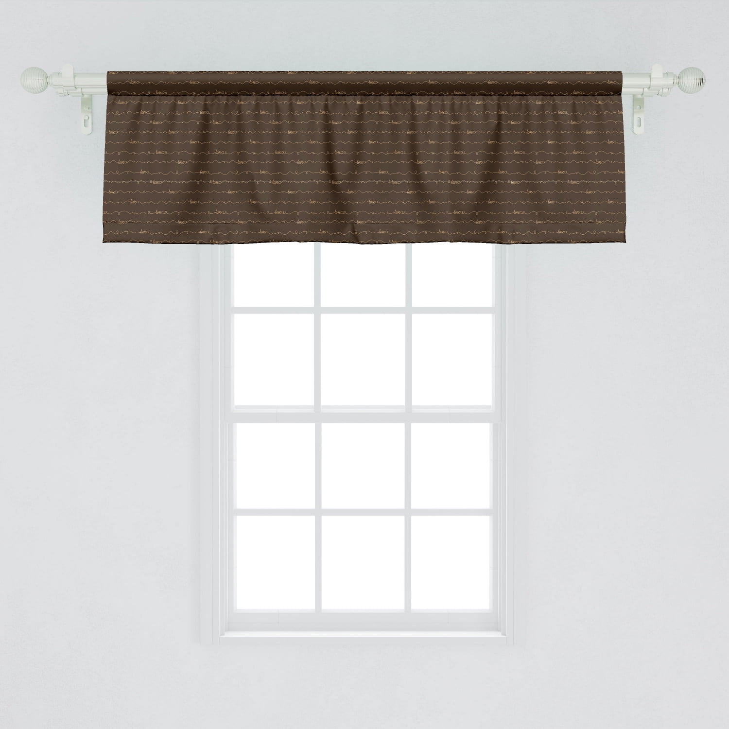 Ambesonne Brown Window Valance, Dark Brown Backdrop Image with