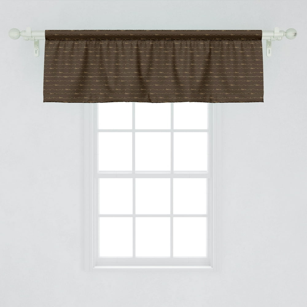 Ambesonne Brown Window Valance, Dark Brown Backdrop Image with Motivational Letterings Hope Love
