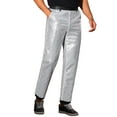 thumbnail image 5 of INSPIRE CHIC Men's Pants Metallic Sequin Dress Party Style Regular Fit Trousers 28 Silver, 5 of 6