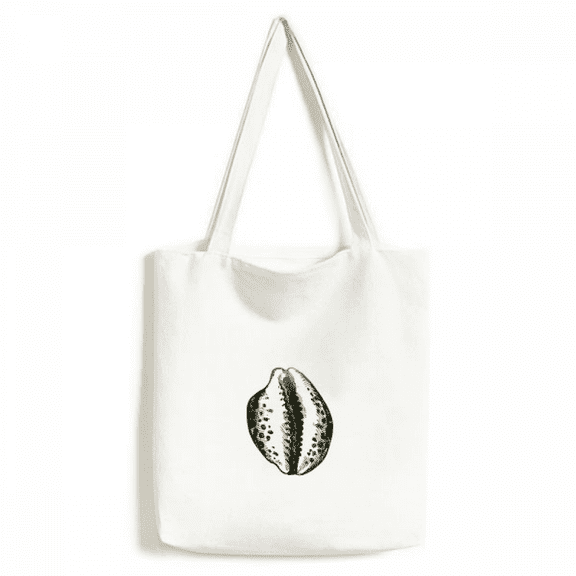 Black Marine Life Scallop Pattern Tote Canvas Bag Shopping Satchel Casual Handbag