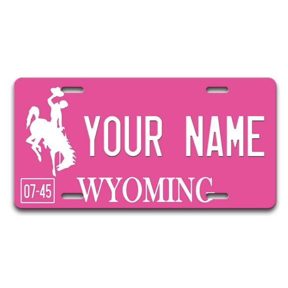 BRgiftShop Personalized Licence Plate Wyoming Pink Holiday 2021 State car Vehicle 6x12 inches custom Name Auto Tag (All States Available)