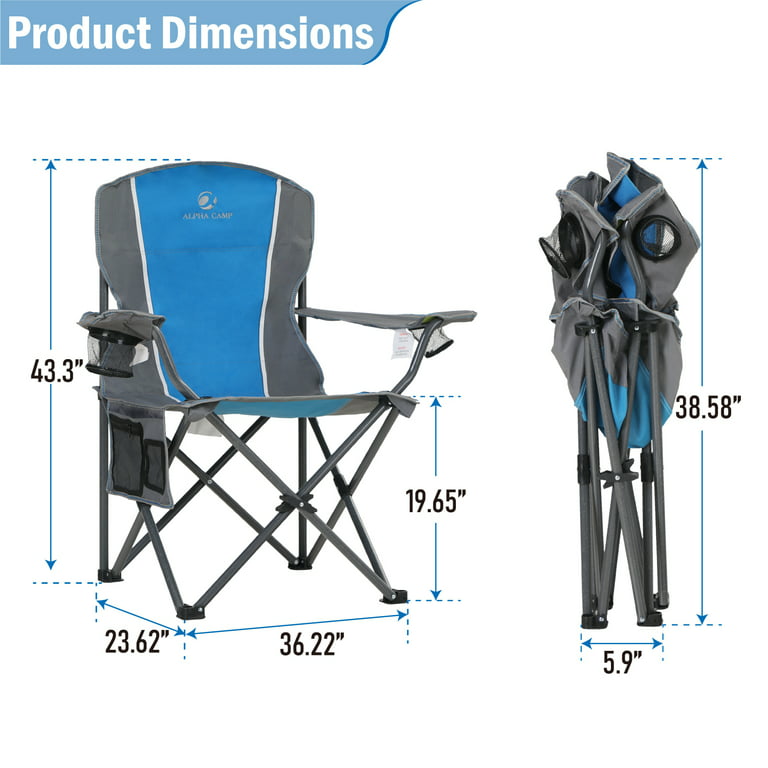 VILLEY Oversized Camping Chair, Heavy Duty Support 450 Lbs, Folding Camp  Chair, Portable Outdoor Chairs With Padded Seats, Cooler Bag, Cup Holder,, Oversized  Camping Chair Costco