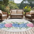 thumbnail image 4 of Blue Pink Hydrangea Round Area Rug 7Ft Washable Circle Rugs for Dorm Laundry Room, Eucalyptus Leaves Wooden Summer Botanical Non-Slip Carpet Floor Mats Indoor Outdoor Carpet Runner Home Decor, 4 of 8