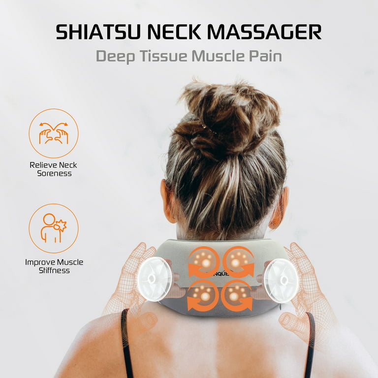 CONQUECO Neck Massager with Heat, Shiatsu Neck Massage Pillow