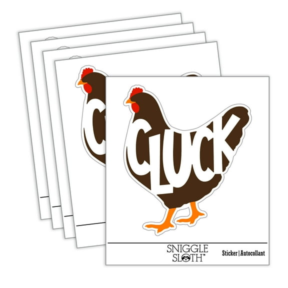 Chicken Hen Cluck Farm Animal Car Window Bumper Water Bottle Phone Tablet Laptop Waterproof Vinyl Decal Sticker Set 5-Pack - Gloss Finish - 2.0"