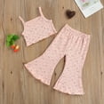thumbnail image 2 of Gureui 2-6Years 2Pcs Toddler Girls Summer Clothes, Sleeveless Floral Print Crop Tank Tops + Flare Pants Outfits Set, 2 of 7