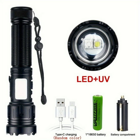 High Power White And UV Flashlight USB-C Rechargeable Blacklight Flashlight Blood Tracking Pet Cat Dog Urine Detection Light Torch Lamp With Magnetic Base
