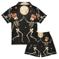 thumbnail image 2 of FORMRS Kids Short Sleeve Top and Pants Pajama Set Unisex Satin 2-Piece Sleepwear, Sizes 5-6Y, Black Halloween Dancing, 2 of 8