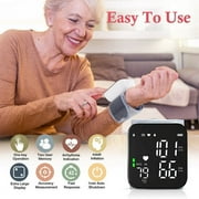 Blood Pressure Monitor, Wrist Blood Pressure Cuff LCD Display Automatic Voice Pulsometer Sphygmomanometer, Rechargable Heart Health BP Monitor for Home Travel Use,White
