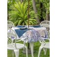 thumbnail image 3 of Outdoor Tablecloth with Umbrella Hole for Patio/Picnic/Party/Camping, Purple Coastal Waterproof Table Cloth Round Cover Washable, Summer Beach Nautical Coral Starfish (Dia 54"), 3 of 9
