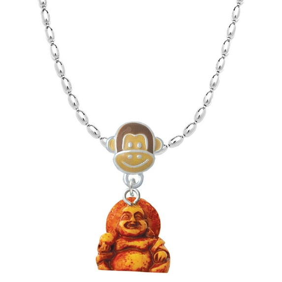 Delight Jewelry Resin Laughing Buddha Mia Monkey Charm Necklace