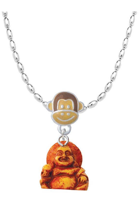 Resin Laughing Buddha Mia Monkey Charm Necklace