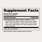 Snap Supplements Organic Chlorella Spirulina Capsules - Plant Vitamins, Super Greens, 120 Capsules, 3-Pack