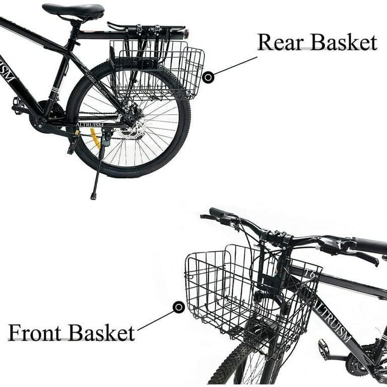 Bike Basket Metal Bicycle Basket Front Handlebar Bicycle Baskets for Adult Bikes Basket Rear for Women Foldable Pannier Cycling Carryings Pouch