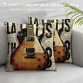 thumbnail image 3 of GOSMITH Vintage Quote Music Theme Decor Throw Pillow Covers Lettering Around Music Instruments Guitar Pattern Standard Pillowcase Decorative Couch Music Room Bed White, 3 of 5