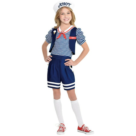 Party City Stranger Things Robin Scoops Ahoy Costume for Children, Includes a Romper, a Hat, and a Name